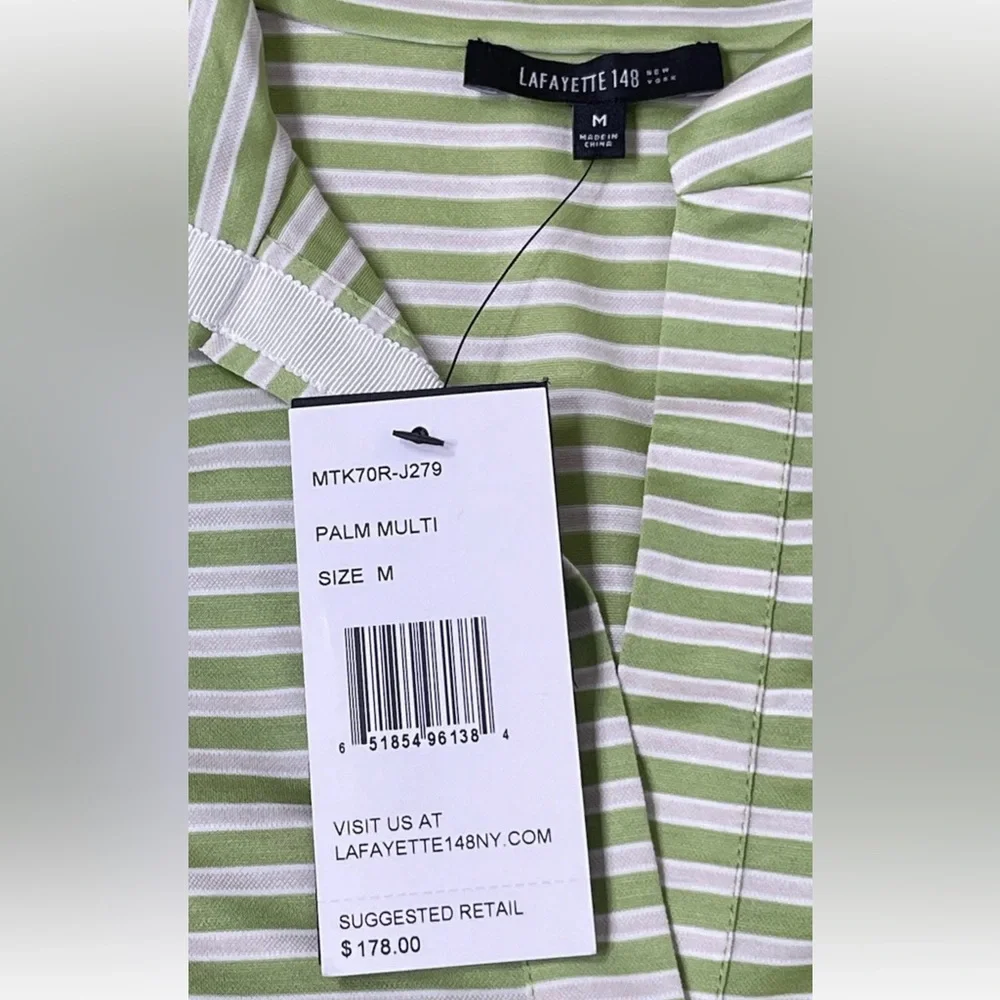 Lafayette 148 New York Cap Sleev Stripped Top. Size: M - Picture 6 of 7